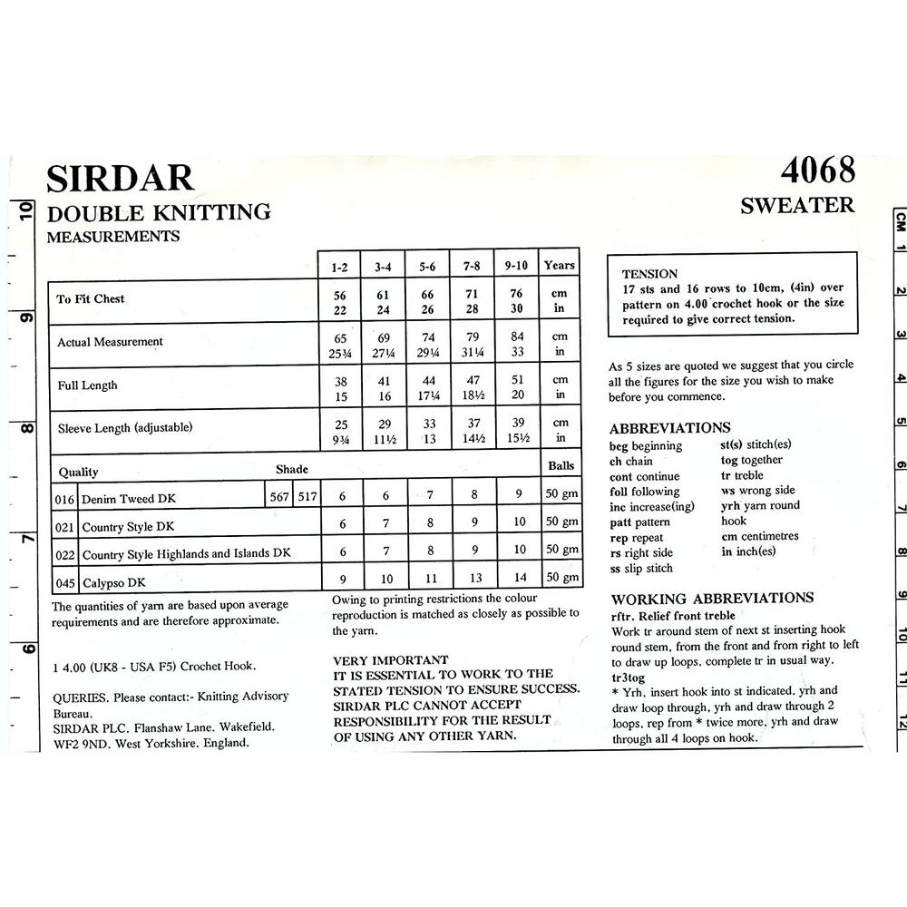 New Sirdar 4068 Denim Tweed DK Children's Sweater Crochet Pattern - Picture 3 of 3